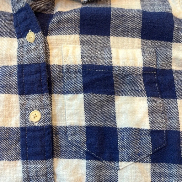 J. Crew Classic Flannel Shirt Blue White Plaid Size 0 - Picture 2 of 6